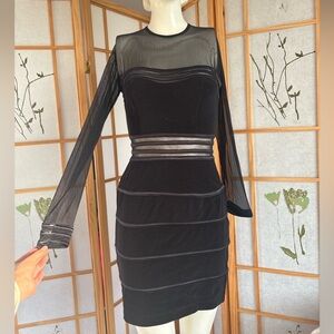 Cache Sheer Panel Dress